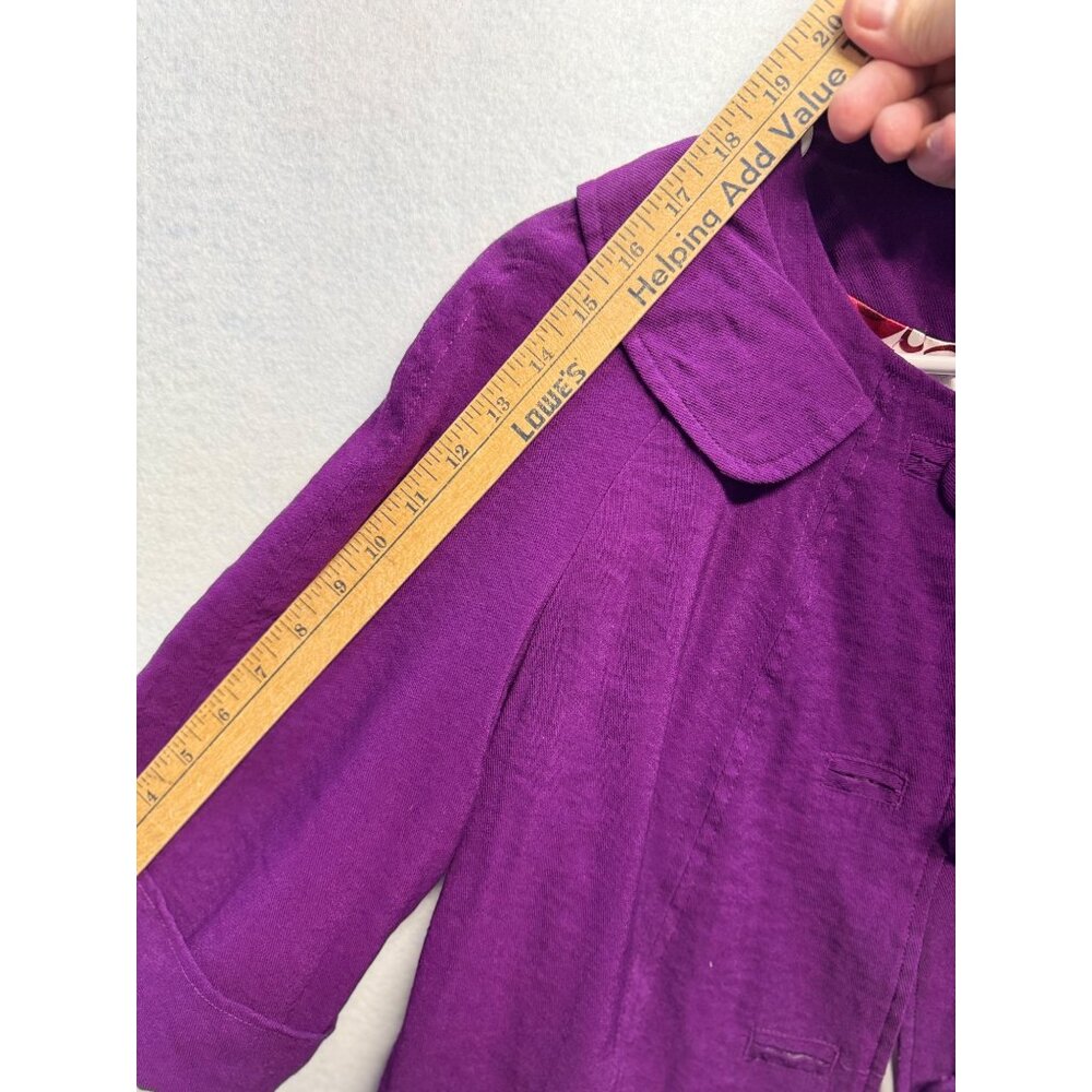Ambition Womens Purple 3/4 Sleeve Button-Up Jacket W/ Patterned Lining Size M - Picture 8 of 8
